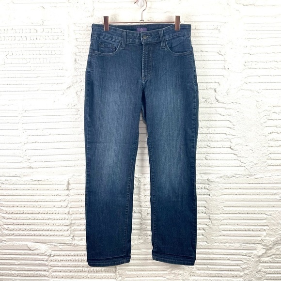 NYDJ Embellished Back Pocket Straight Leg Medium Wash Jeans Size 6P - Picture 1 of 14